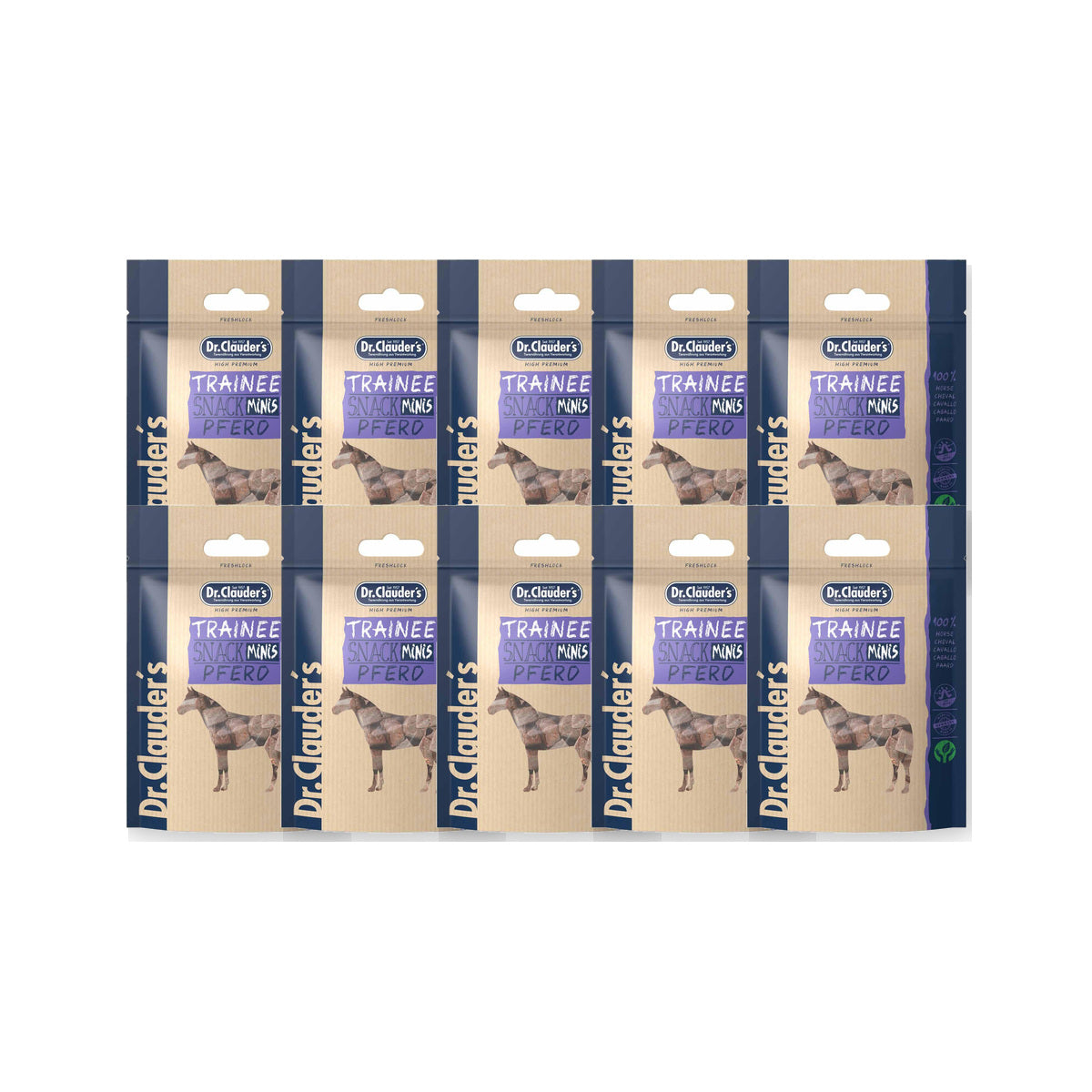 10 Pack - Dr. Clauder's Trainee Mini træningsgodbidder med hest 50g