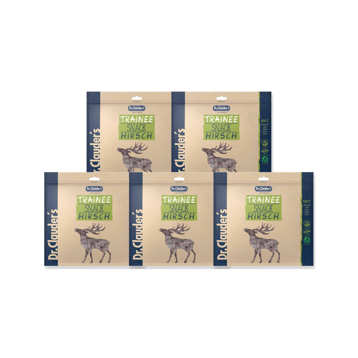 5 Pack - Dr. Clauder's Trainee Medium træningsgodbidder med hjort 500g