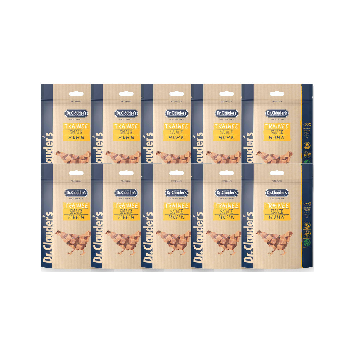 10 Pack - Dr. Clauder's Trainee Medium træningsgodbidder med kylling 80g