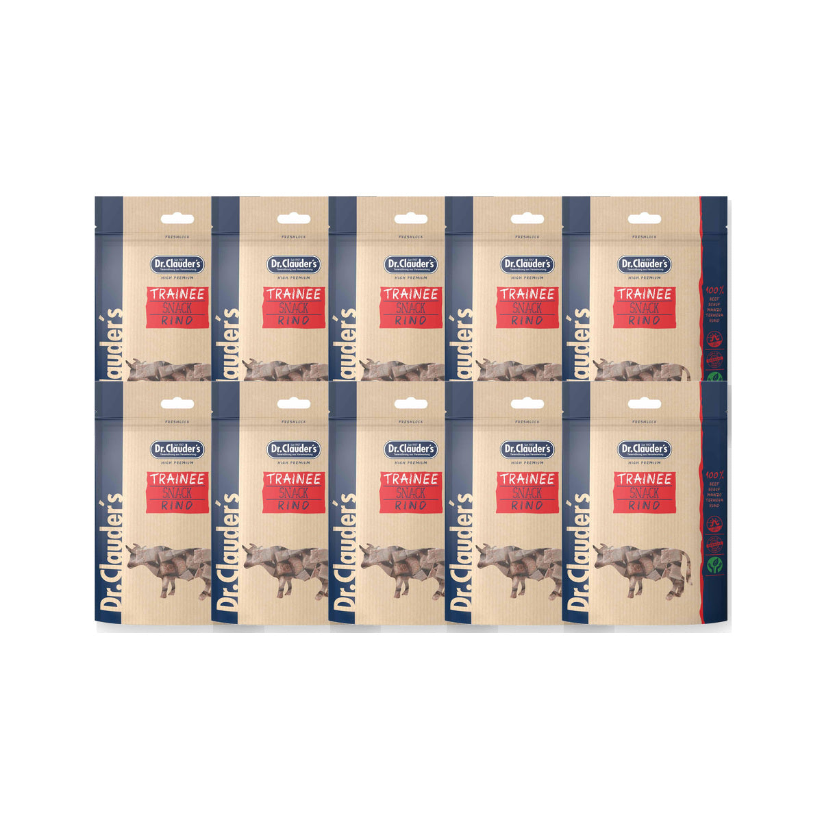 10 Pack - Dr. Clauder's Trainee Medium træningsgodbidder med okse 80g