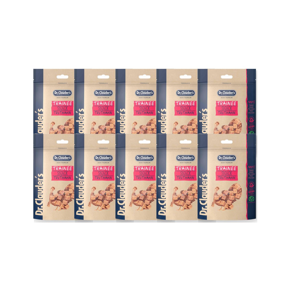 10 Pack - Dr. Clauder's Trainee Medium træningsgodbidder med kalkun 80g