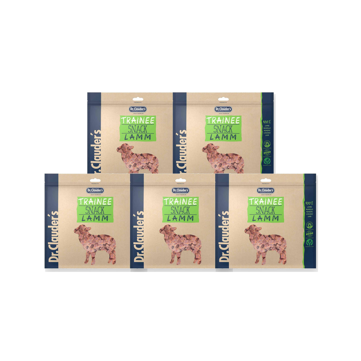 5 Pack - Dr. Clauder's Trainee Medium træningsgodbidder med lam 500g