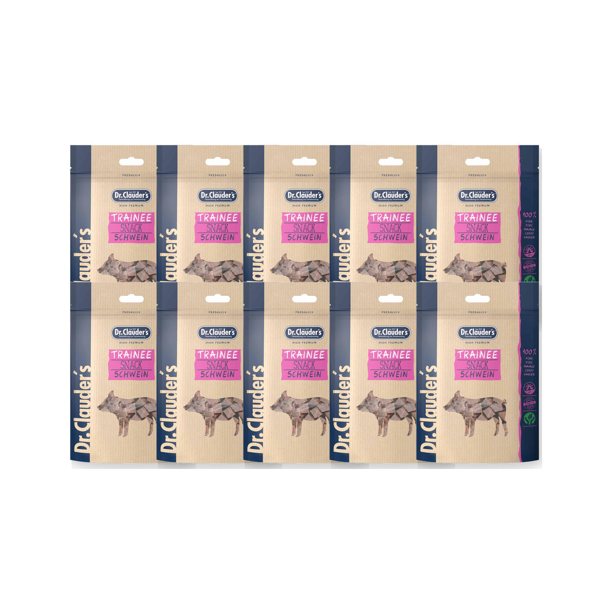 10 Pack - Dr. Clauder's Trainee Medium træningsgodbidder med gris 80g