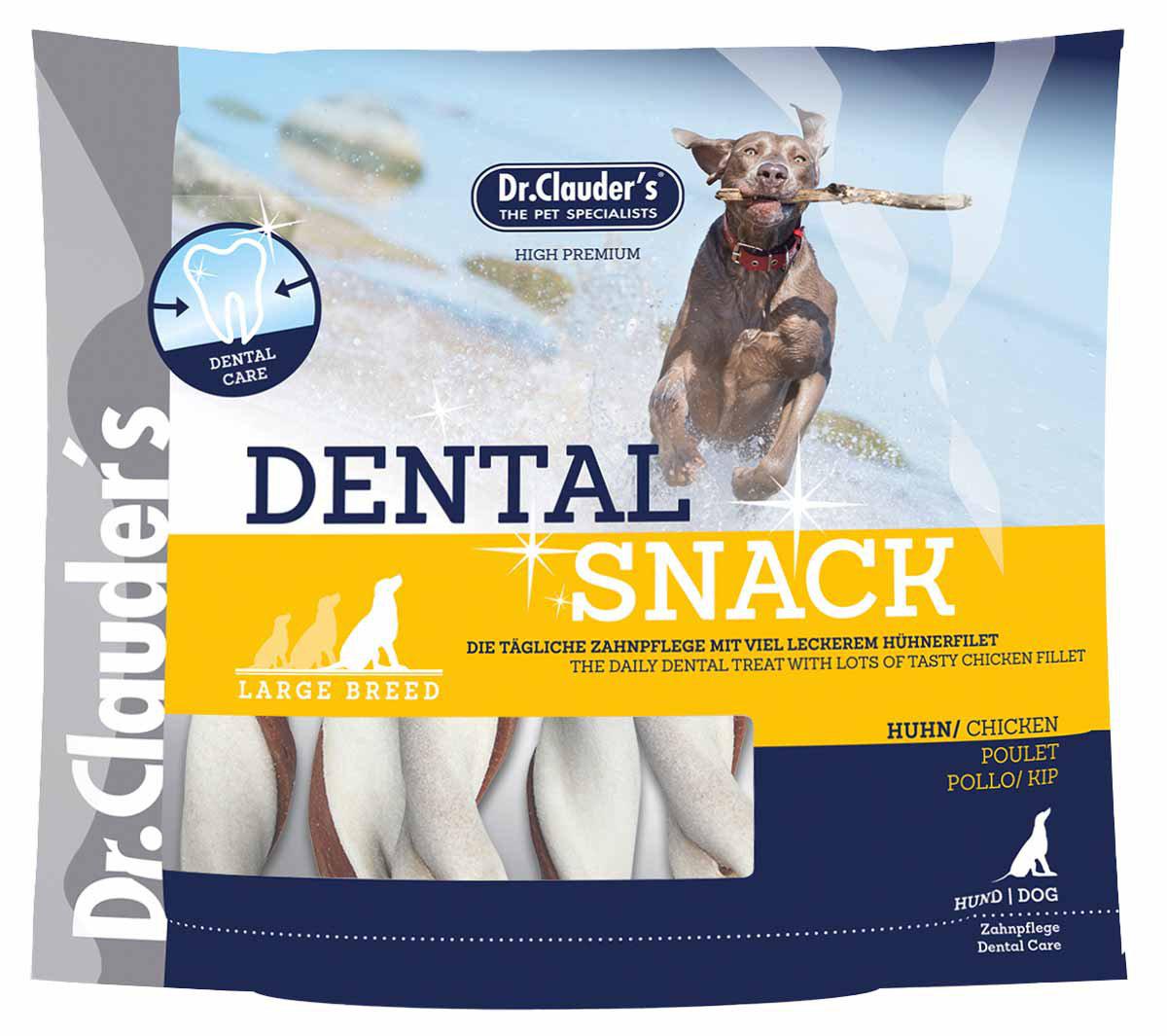 6 Pack - Dr. Clauder's Dental tyggeben med kylling til tandrens Large 500g