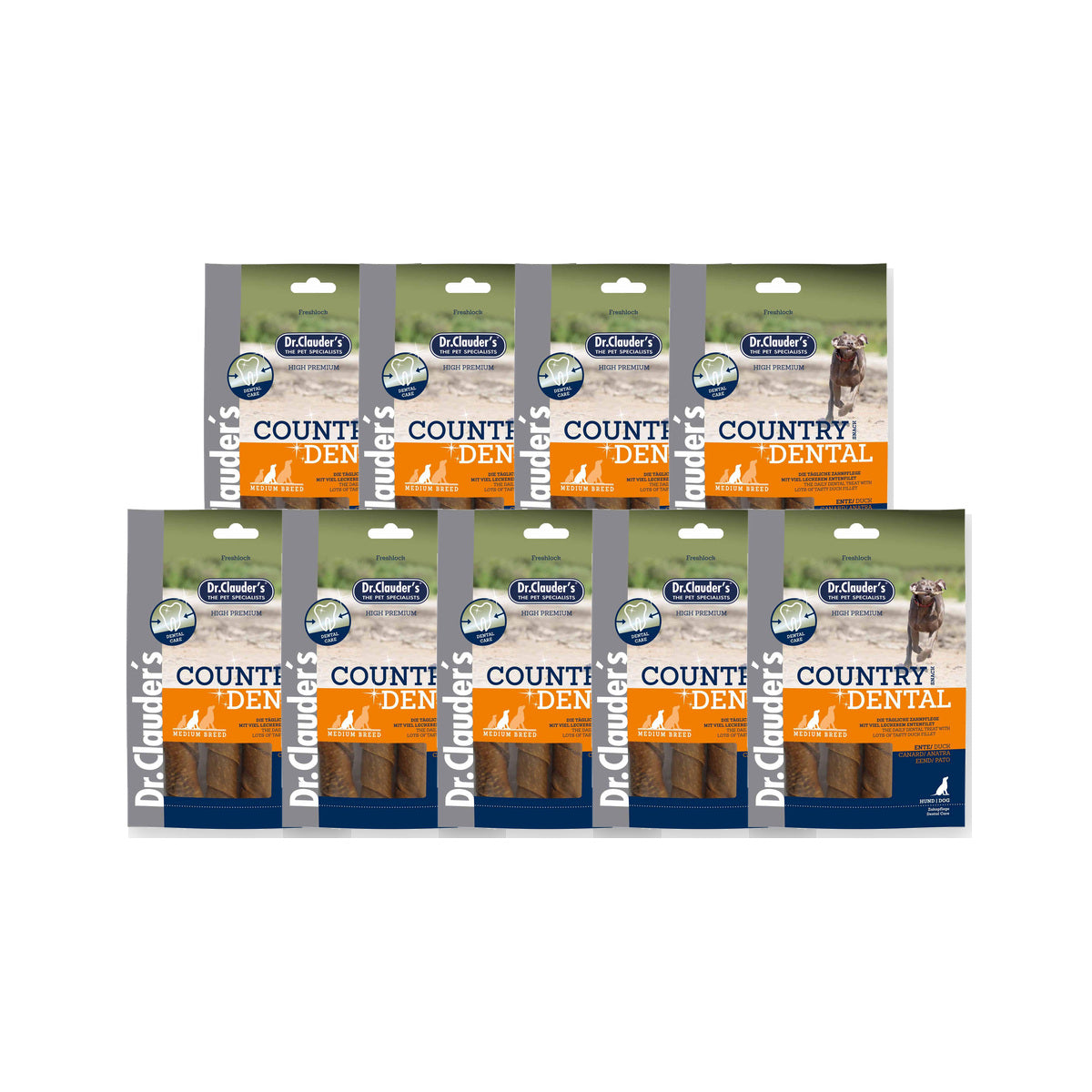 9 Pack - Dr. Clauder's Country Dental tyggeben med and til tandrens Medium 120g