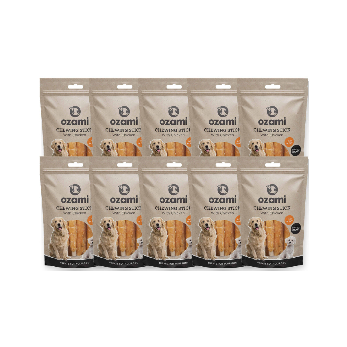 10 Pack - OZAMI tyggeben med kylling 11cm 100g