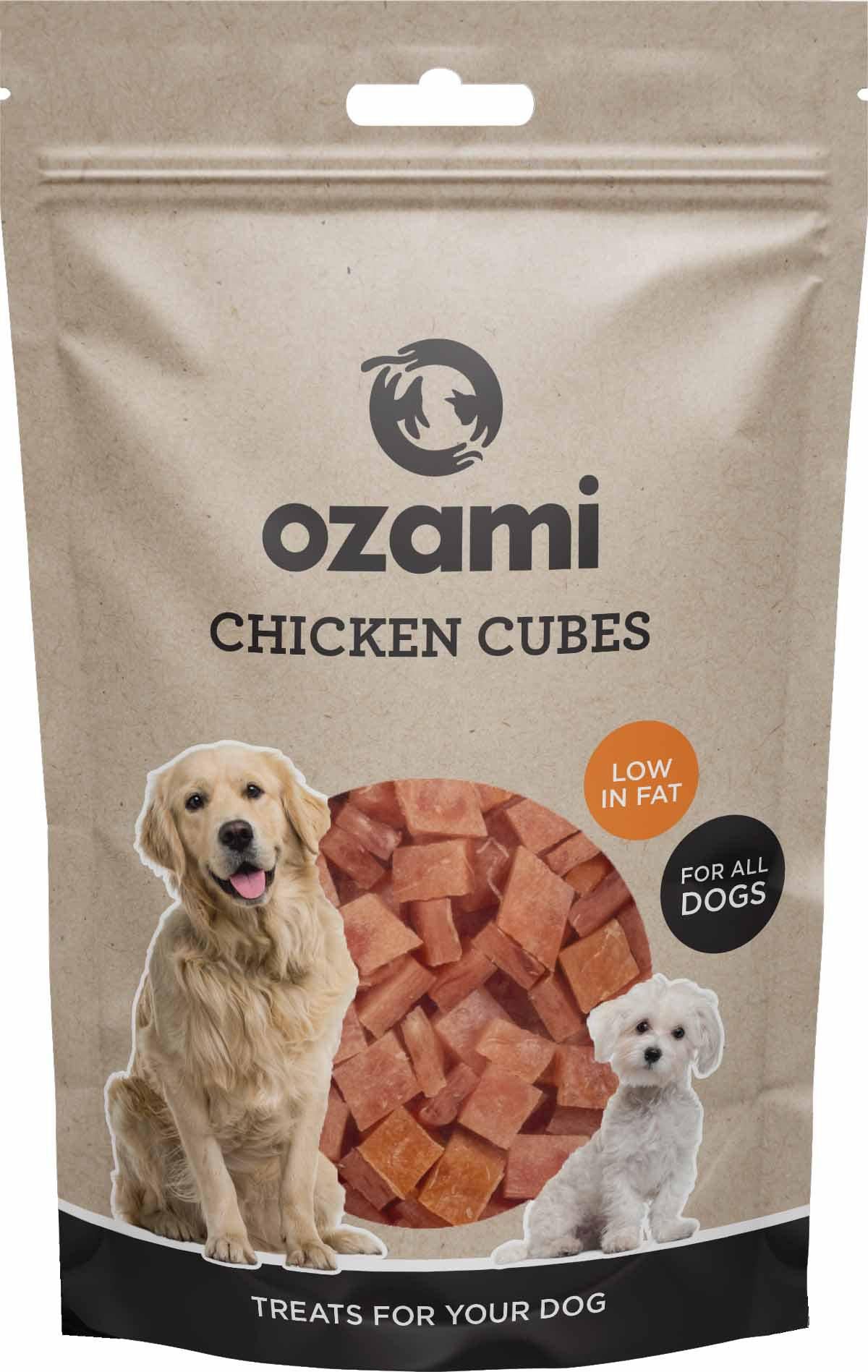 10 Pack - OZAMI hundegodbidder med kylling i tern 100g