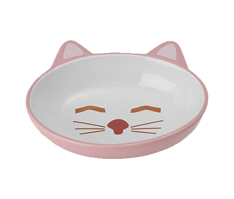 Sleepy Kitty Oval Pink Katteskål-Keramik Katteskål-Petpal Dk-PetPal