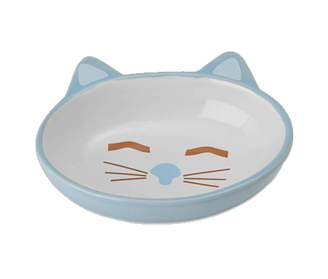 Sleepy Kitty Oval Blå Katteskål-Keramik Katteskål-Petpal Dk-PetPal