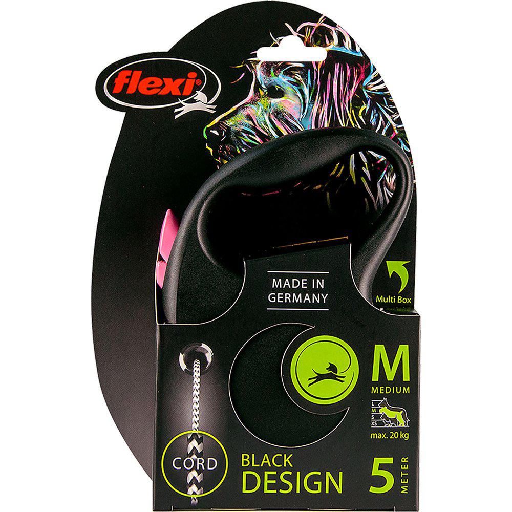 Flexi Snor Sort Design M 5M Lina Rosa Max20Kg-Link Flexi Hund-FLEXI-PetPal
