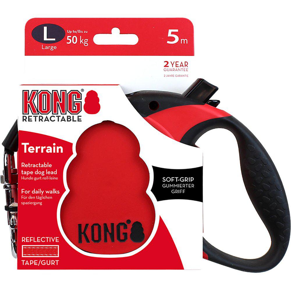 Kong Rulleline Hundesnor Terrain Bånd Rød-Flex Line-Kong-PetPal