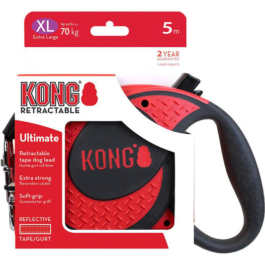 Kong Rulleline Hundesnor Ultimate Xl 5M Band Red Max 70Kg-Flex Line-Kong-PetPal