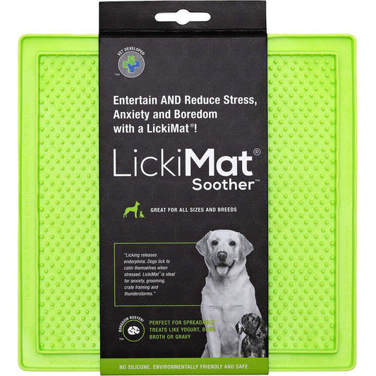 Lickimat Soother Grøn 20X20Cm Slow Feed Aktivitetsmåtte Alternativ Til Hundeskål-Lick Mats-Licki Mat-PetPal