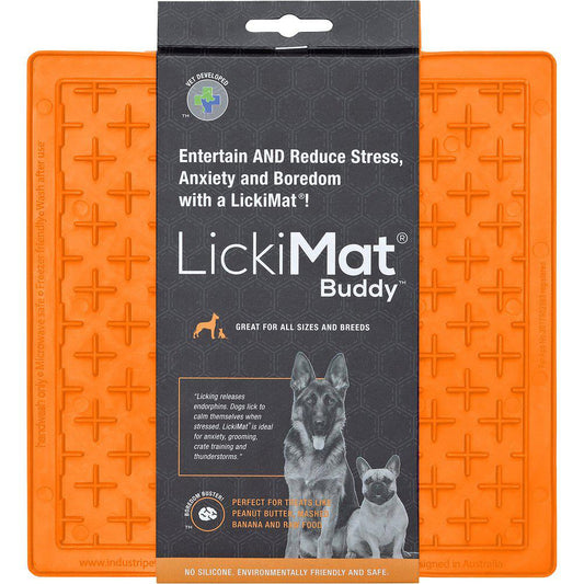 Lickimat Buddy Orange 20X20Cm Slow Feed Aktivitetsmåtte Alternativ Til Hundeskål-Lick Mats-Licki Mat-PetPal