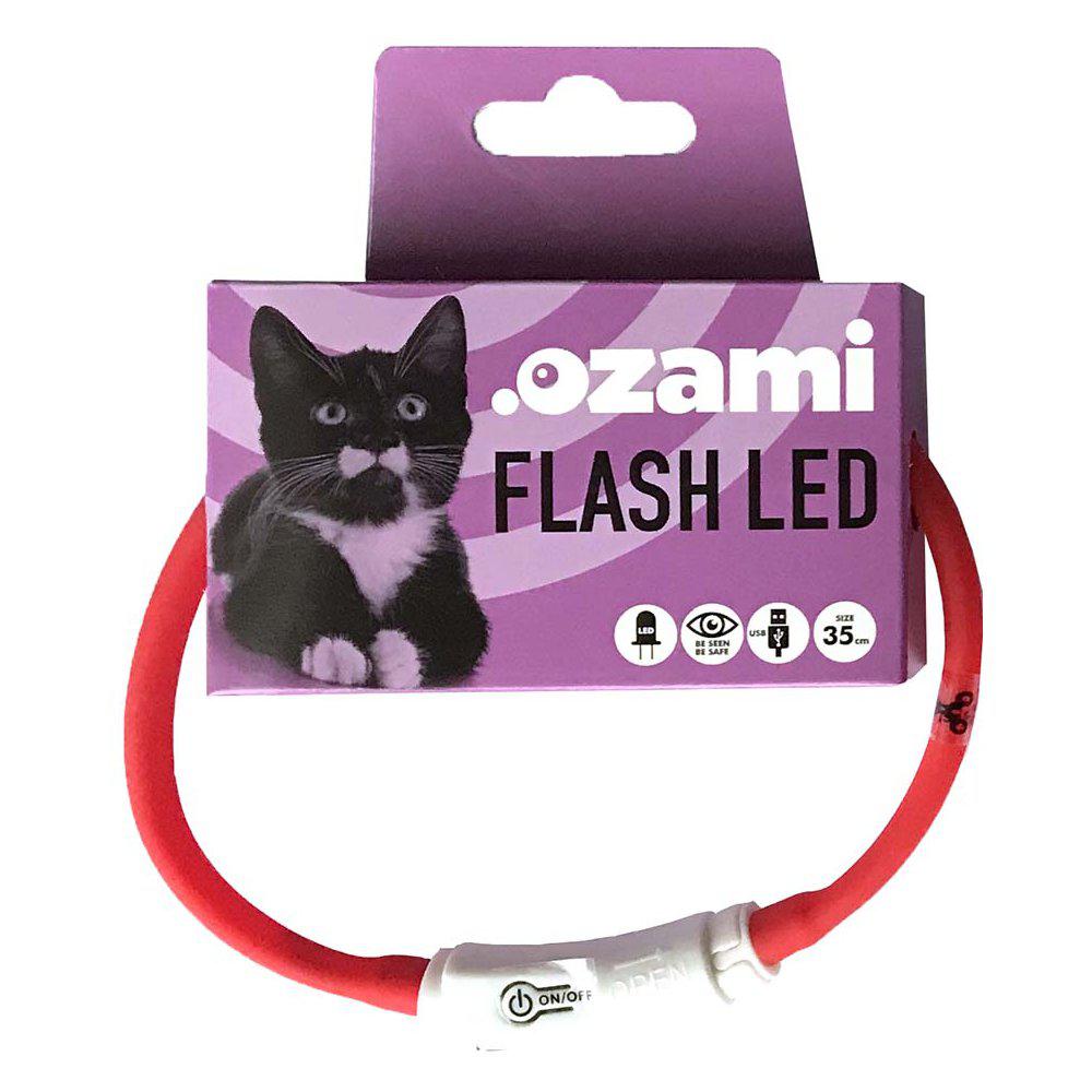 Katte Halsbånd Med Flash Led Rød 35Cm-Lys Kat-Ozami Katt-PetPal