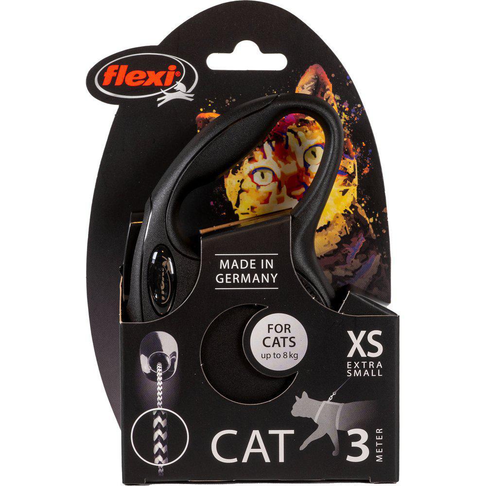 Flexi New Classic Xs 3M Katteline Sort 8Kg-Kattesnor-FLEXI-PetPal