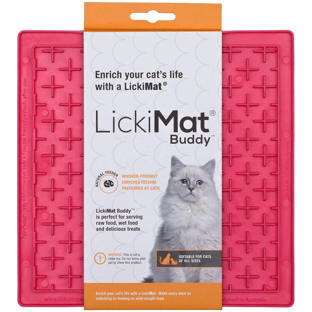 Lickimat Cat Buddy Pink 20X20 Slow Feed Aktivitetsmåtte Alternativ Til Foderskål-Lick Mats Kat-Licki Mat-PetPal