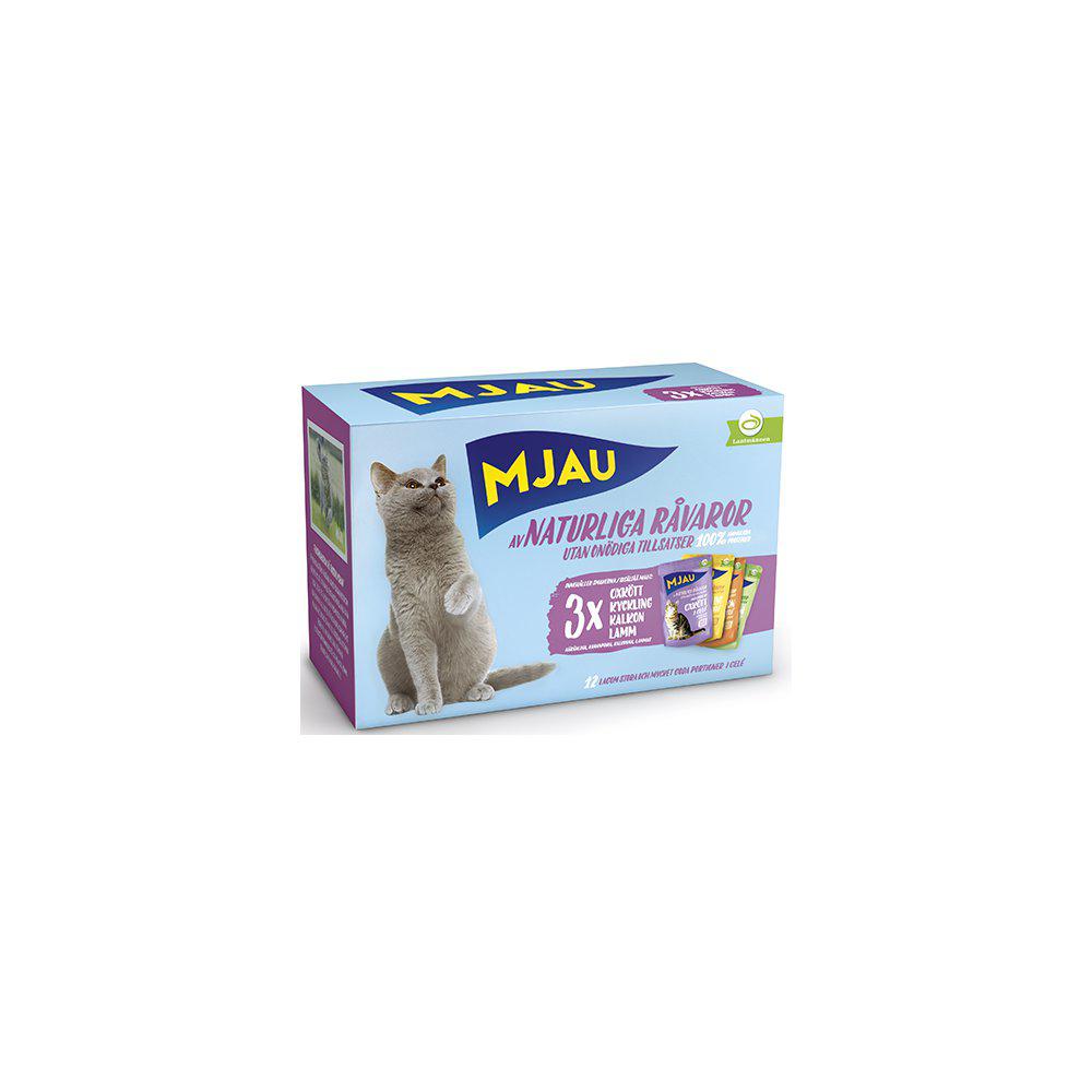 Mjau Poser Multipack Kødsmage 12X85Gr-Vådfoder Kat-Mjau-PetPal