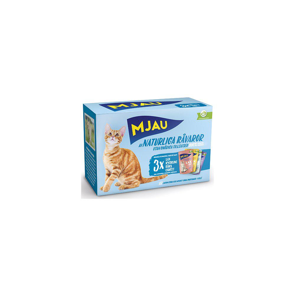 Mjau Poser Multipack Meat & Fish 12X85Gr-Vådfoder Kat-Mjau-PetPal