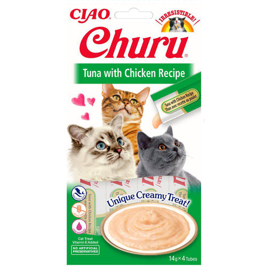 Churu Cat Tun Og Kylling 4Stk Kattesnack-Liquid Snack-Churu-PetPal