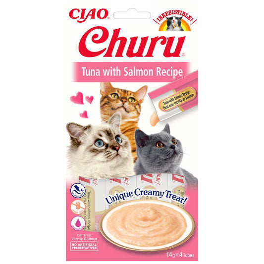 Churu Cat Tun Og Laks 4Stk Kattesnack-Liquid Snack-Churu-PetPal
