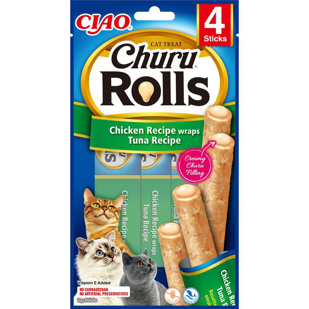 Churo Cat Rolls Kylling Og Tuna Wrap 4Stk Kattegodbid-Catstick-Churu-PetPal