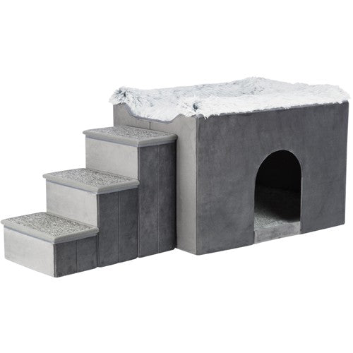 Harvey cave with steps, 119 × 47 × 50 cm, grey/white-black