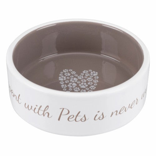 Pet's Home keramik skål, 0.3 l/ø 12 cm, creme/taupe