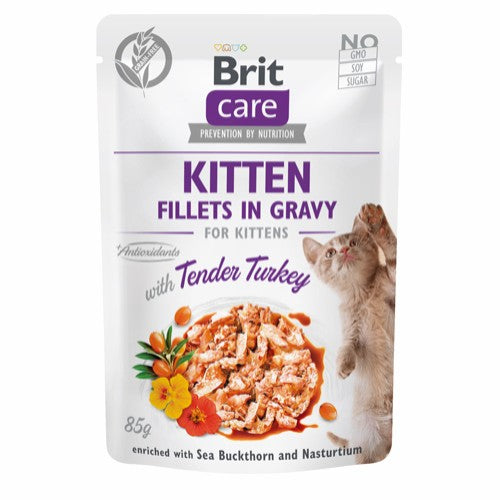 Brit Care Cat Kitten. Fillets in Gravy w/ Tender Turkey 85g