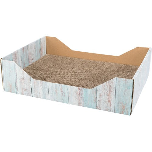 Scratching bed, cardboard, catnip, 45×12×33 cm, turquoise