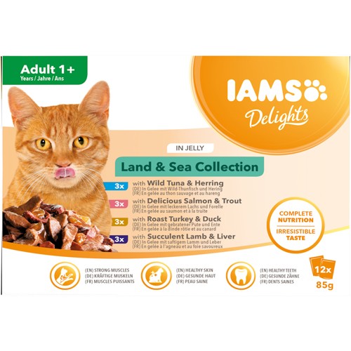 Iams Cat Adult Land & Sea collection in Jelly 12x85g