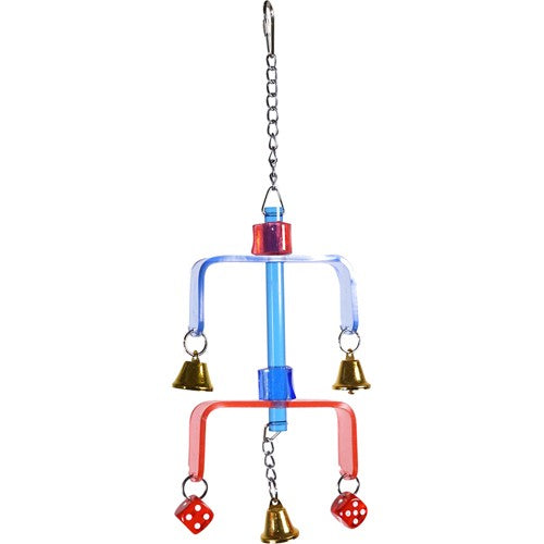 Bird Toy plexi with bells and dice 37cm