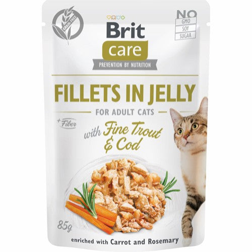 Brit Care Cat Fillets in Jelly with Fine Trout & Cod 85g